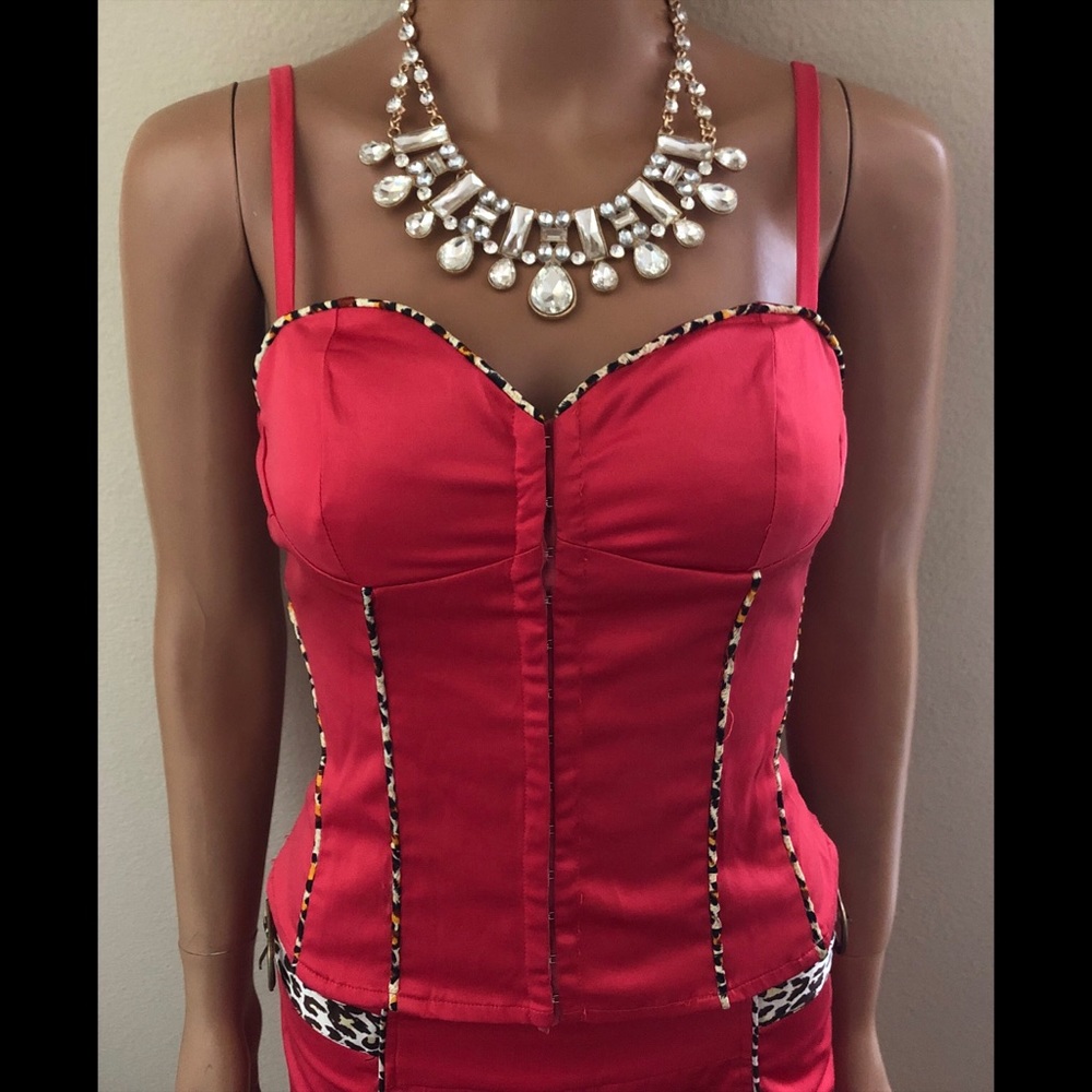 2 PC ❤️Valentines Day❤️ Pin up Red Leopard Outfit